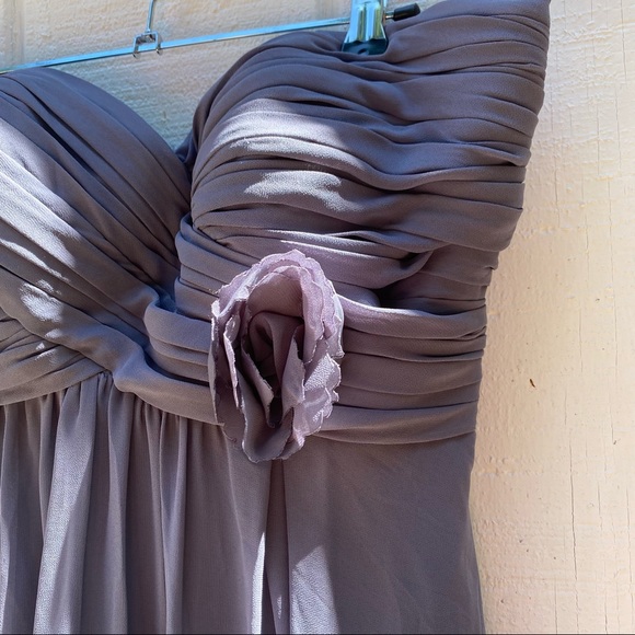 Bill Levkoff maxi bridesmaid dress slate gray 12 - Picture 3 of 7